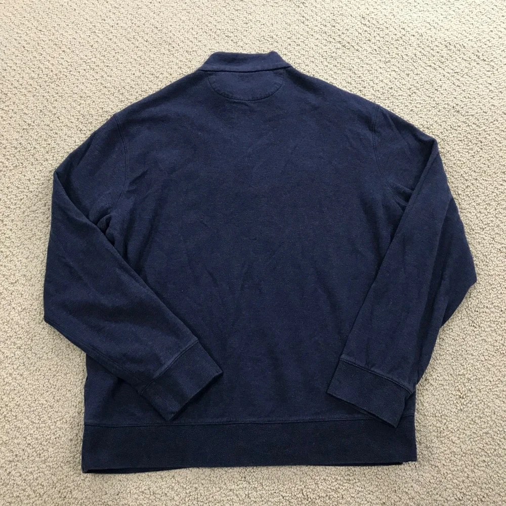Polo Ralph Lauren Mens Quarter Zip Pullover Navy Blue Heather Red Pony Large